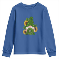 St Patrick's Day Cute Gnomes Youth Sweatshirt Holding Shamrock Sunflower