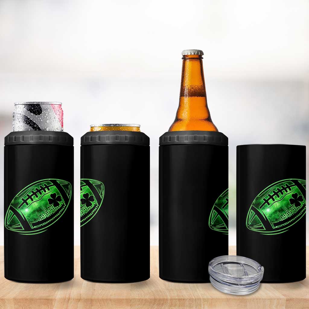 Lucky Shamrock Football 4 in 1 Can Cooler Tumbler Irish Clover St Patricks Day Sport Lover