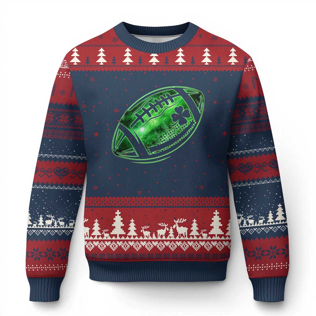 Lucky Shamrock Football Ugly Christmas Sweater Irish Clover St Patricks Day Sport Lover - Wonder Print Shop