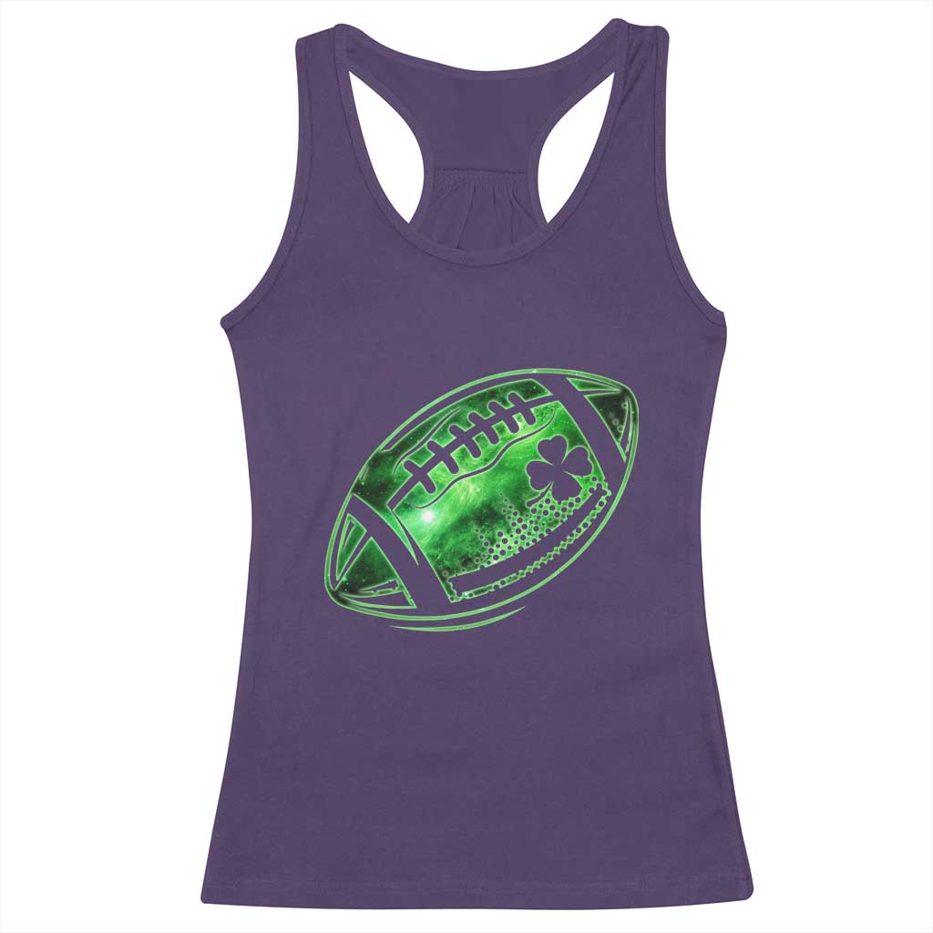 Lucky Shamrock Football Racerback Tank Top Irish Clover St Patricks Day Sport Lover