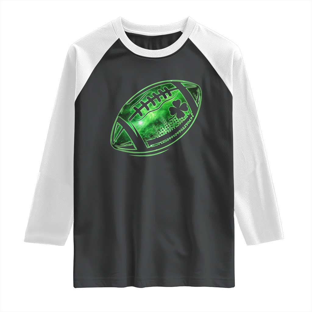 Lucky Shamrock Football Raglan Shirt Irish Clover St Patricks Day Sport Lover