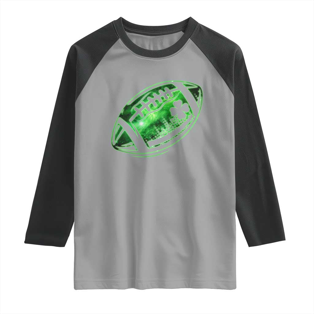 Lucky Shamrock Football Raglan Shirt Irish Clover St Patricks Day Sport Lover