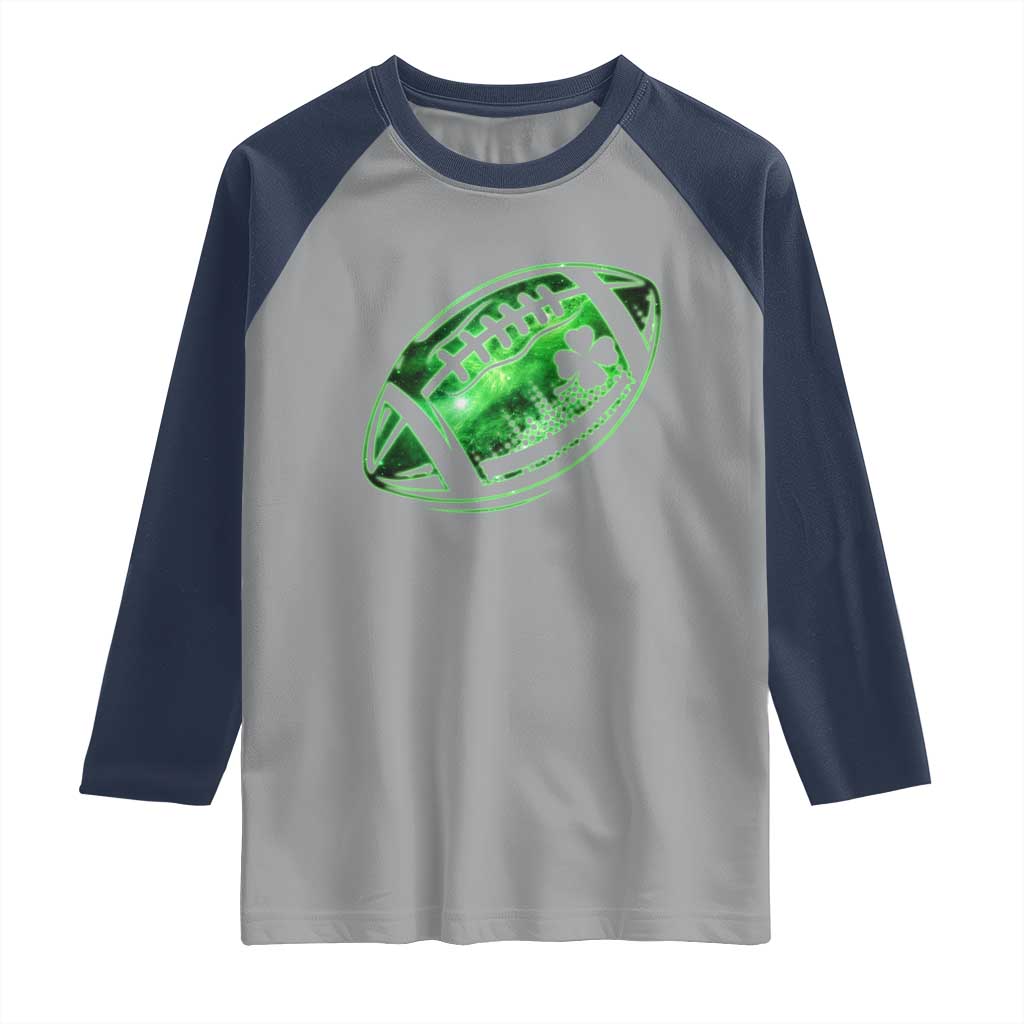 Lucky Shamrock Football Raglan Shirt Irish Clover St Patricks Day Sport Lover