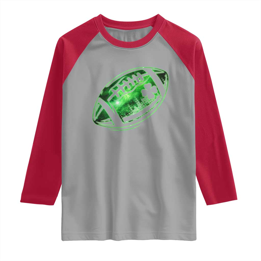 Lucky Shamrock Football Raglan Shirt Irish Clover St Patricks Day Sport Lover