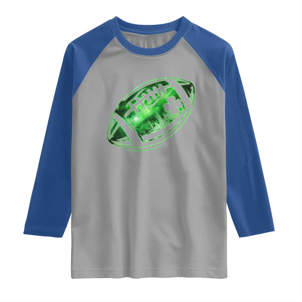 Lucky Shamrock Football Raglan Shirt Irish Clover St Patricks Day Sport Lover
