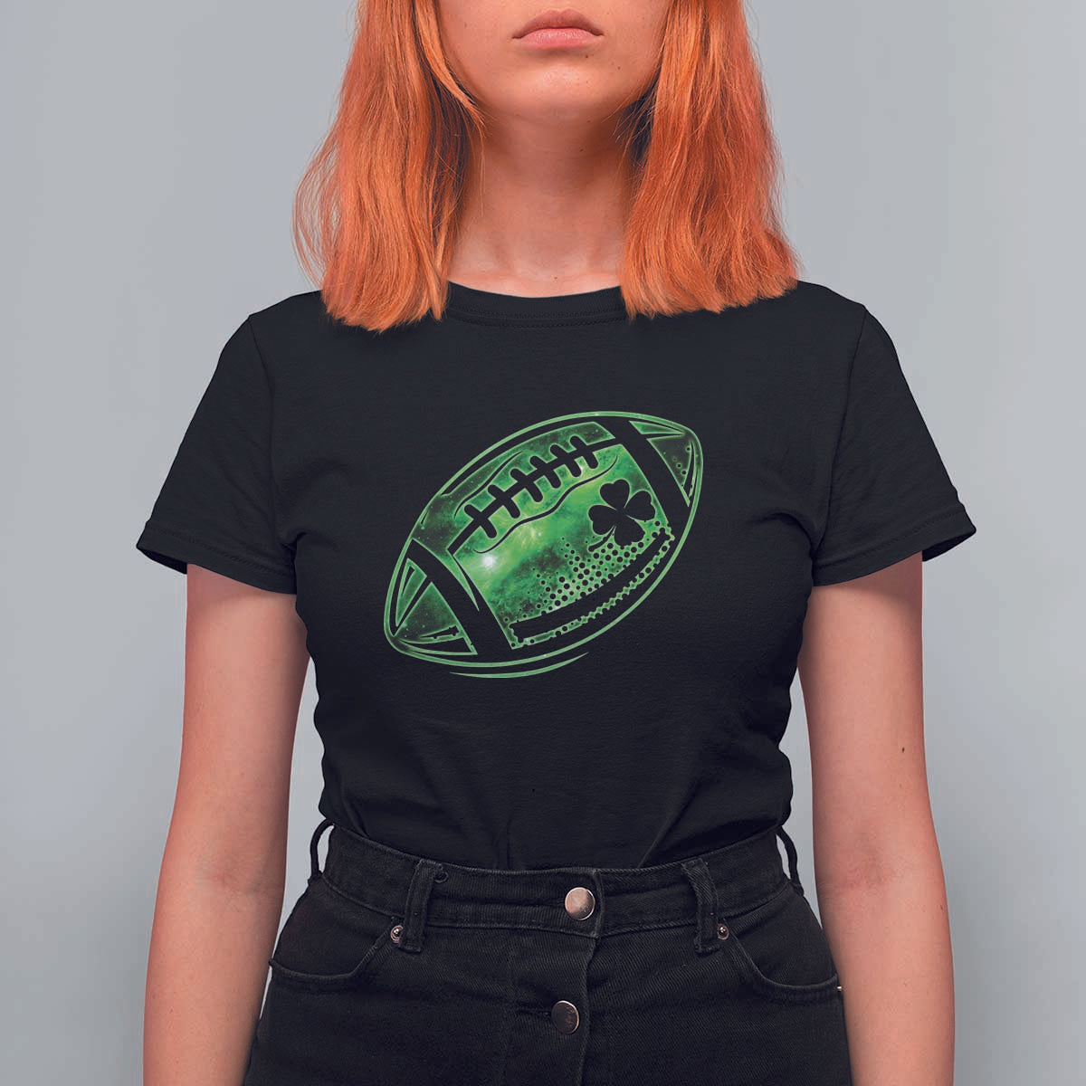 Lucky Shamrock Football T Shirt For Women Irish Clover St Patricks Day Sport Lover