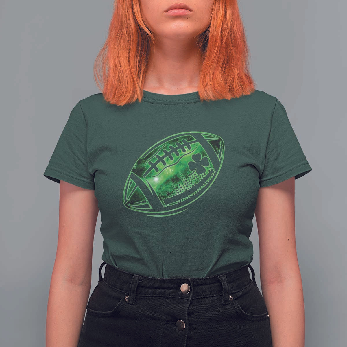 Lucky Shamrock Football T Shirt For Women Irish Clover St Patricks Day Sport Lover
