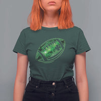 Lucky Shamrock Football T Shirt For Women Irish Clover St Patricks Day Sport Lover