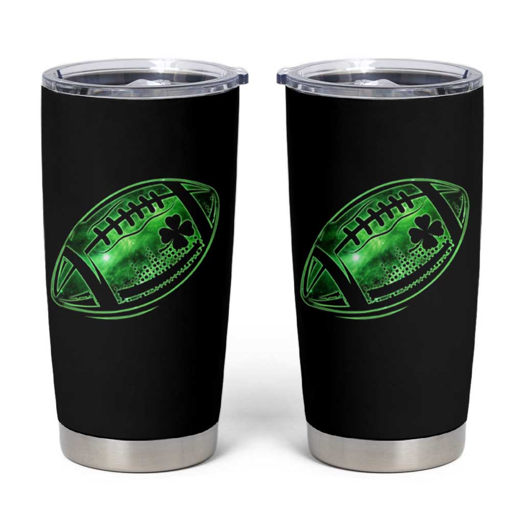 Lucky Shamrock Football Tumbler Cup Irish Clover St Patricks Day Sport Lover