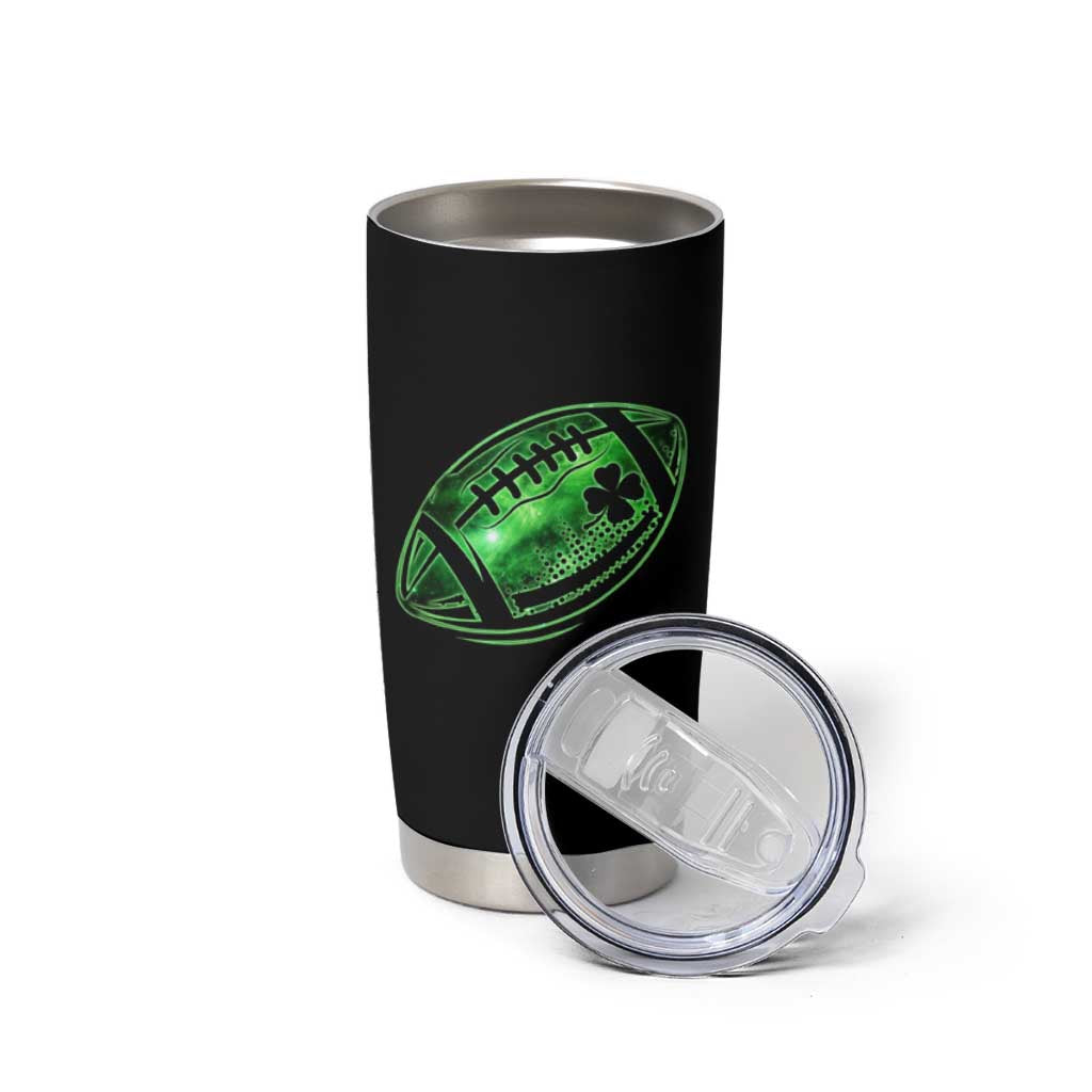 Lucky Shamrock Football Tumbler Cup Irish Clover St Patricks Day Sport Lover