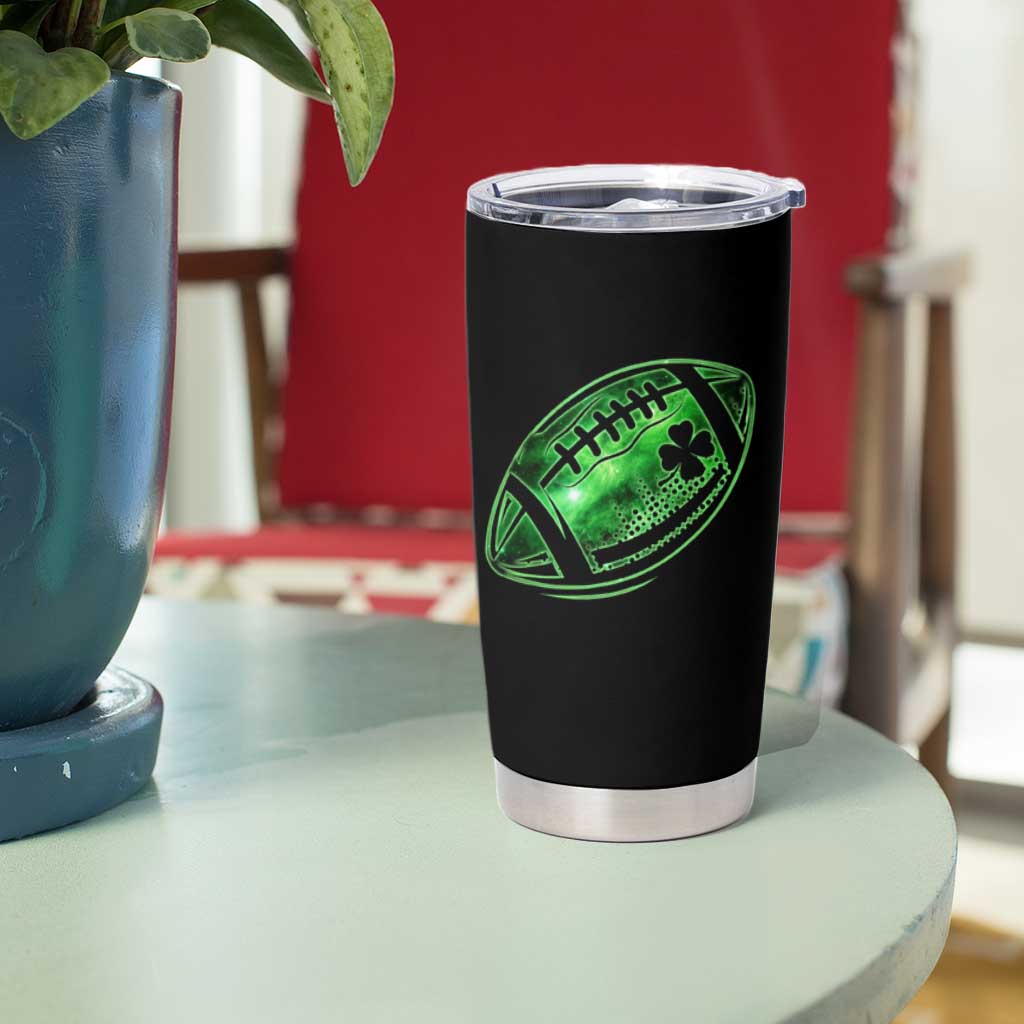 Lucky Shamrock Football Tumbler Cup Irish Clover St Patricks Day Sport Lover