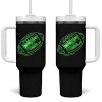 Lucky Shamrock Football Tumbler With Handle Irish Clover St Patricks Day Sport Lover