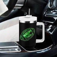 Lucky Shamrock Football Tumbler With Handle Irish Clover St Patricks Day Sport Lover