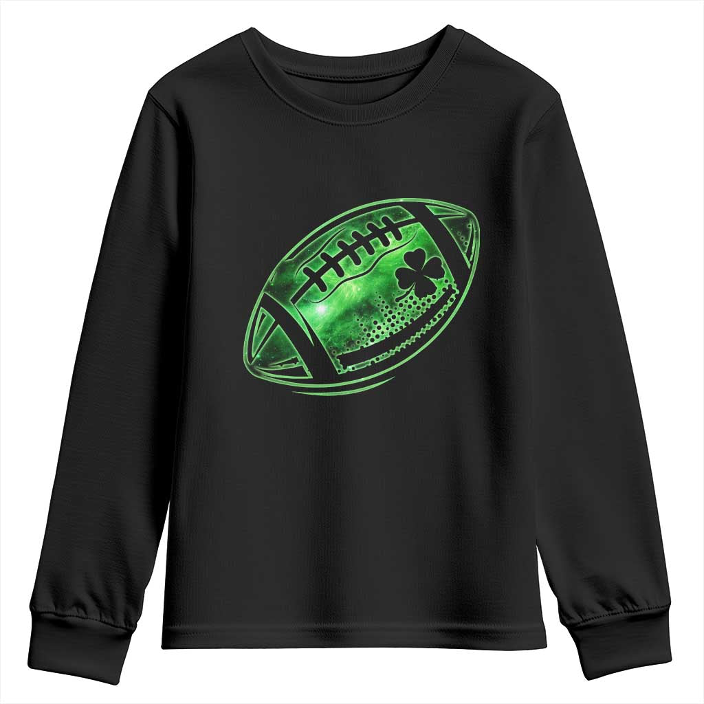 Lucky Shamrock Football Youth Sweatshirt Irish Clover St Patricks Day Sport Lover