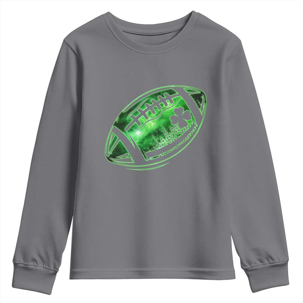 Lucky Shamrock Football Youth Sweatshirt Irish Clover St Patricks Day Sport Lover