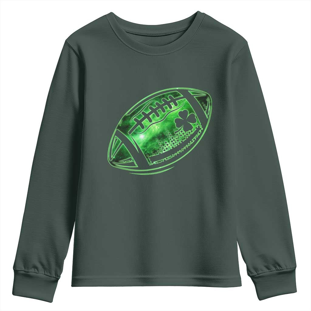 Lucky Shamrock Football Youth Sweatshirt Irish Clover St Patricks Day Sport Lover