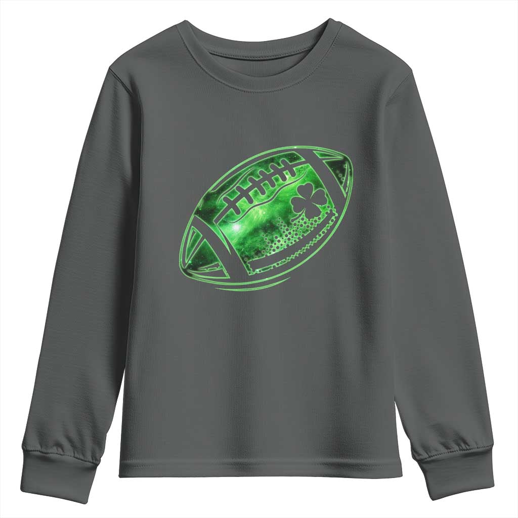 Lucky Shamrock Football Youth Sweatshirt Irish Clover St Patricks Day Sport Lover