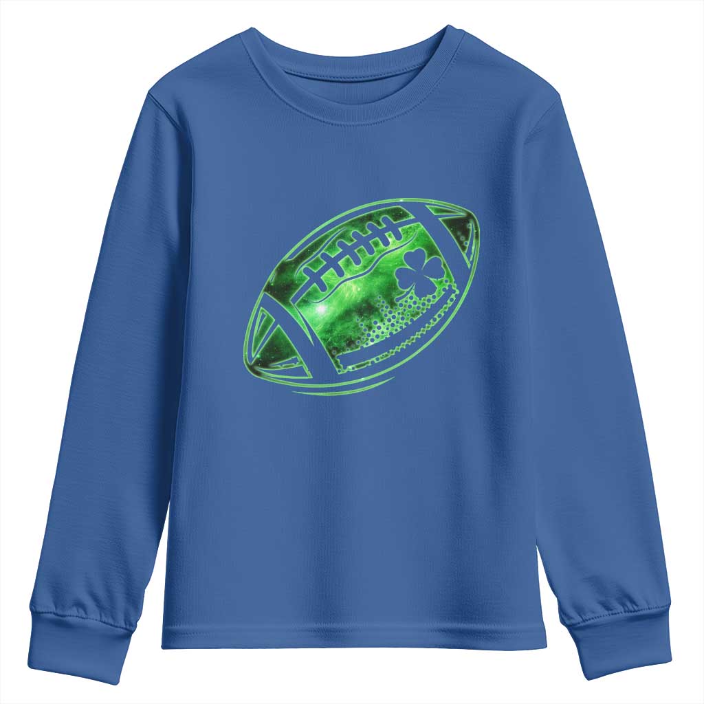 Lucky Shamrock Football Youth Sweatshirt Irish Clover St Patricks Day Sport Lover