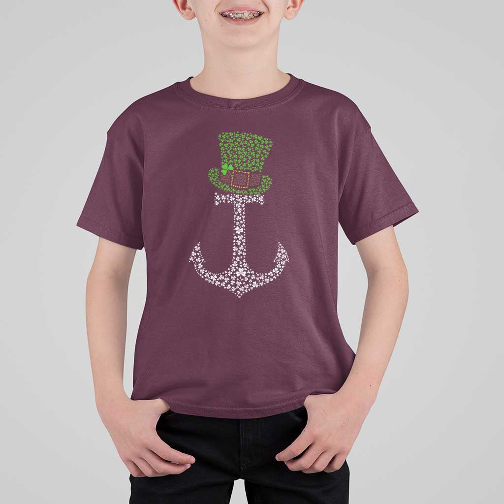 Lucky Shamrock Anchor T Shirt For Kid Leprechaun Cruise Squad St. Patrick's Day