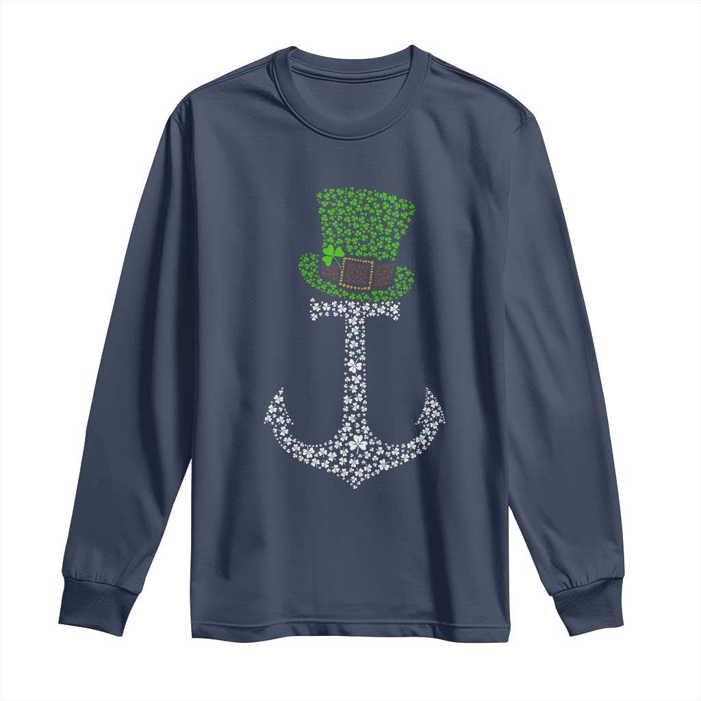 Lucky Shamrock Anchor Long Sleeve Shirt Leprechaun Cruise Squad St. Patrick's Day