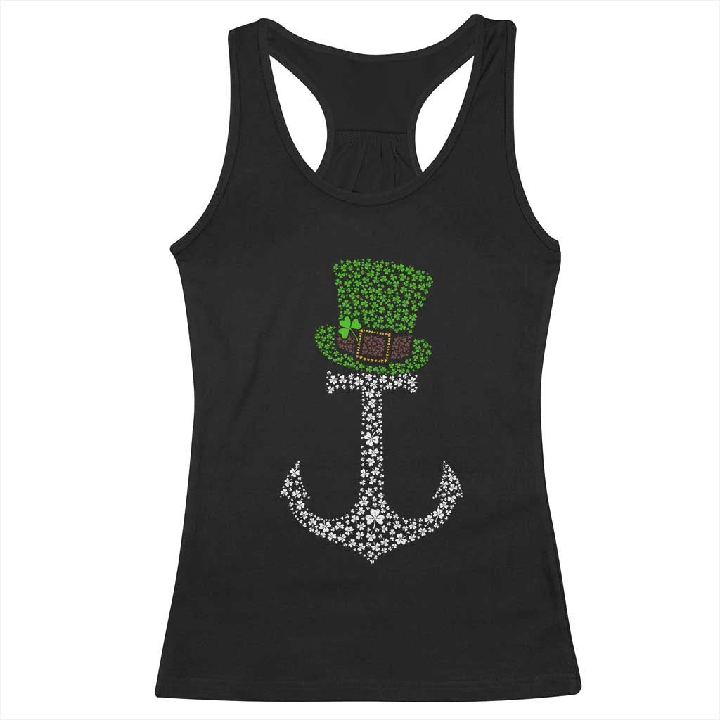 Lucky Shamrock Anchor Racerback Tank Top Leprechaun Cruise Squad St. Patrick's Day