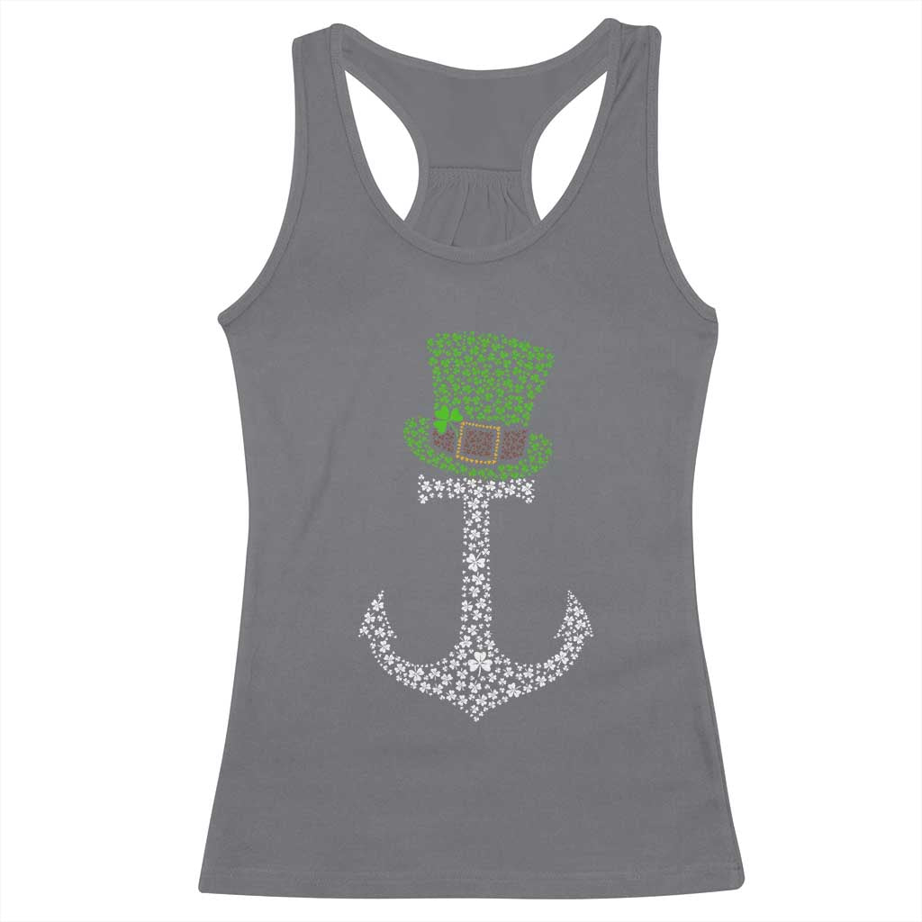Lucky Shamrock Anchor Racerback Tank Top Leprechaun Cruise Squad St. Patrick's Day