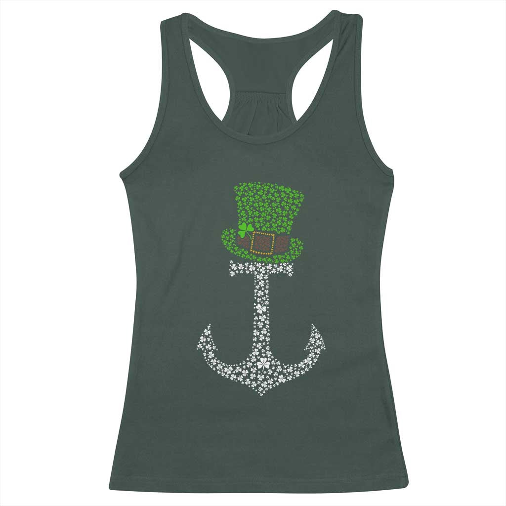 Lucky Shamrock Anchor Racerback Tank Top Leprechaun Cruise Squad St. Patrick's Day