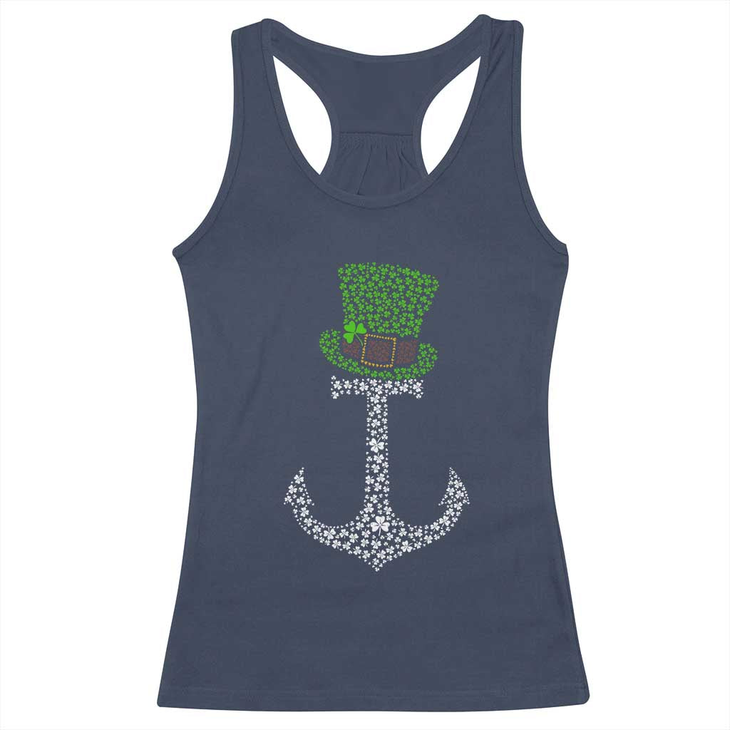 Lucky Shamrock Anchor Racerback Tank Top Leprechaun Cruise Squad St. Patrick's Day
