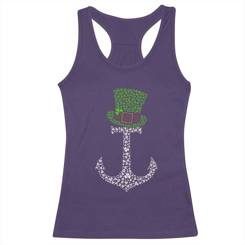 Lucky Shamrock Anchor Racerback Tank Top Leprechaun Cruise Squad St. Patrick's Day