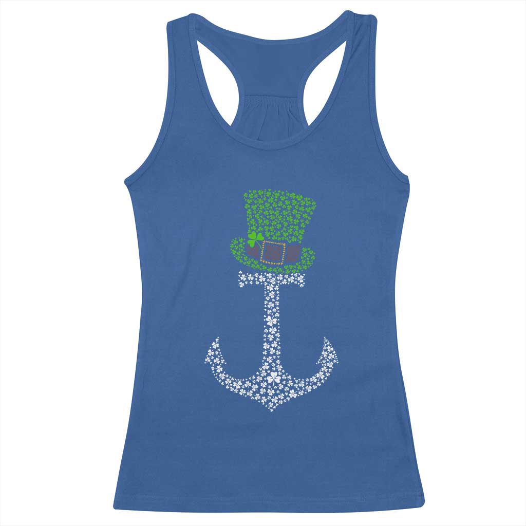 Lucky Shamrock Anchor Racerback Tank Top Leprechaun Cruise Squad St. Patrick's Day