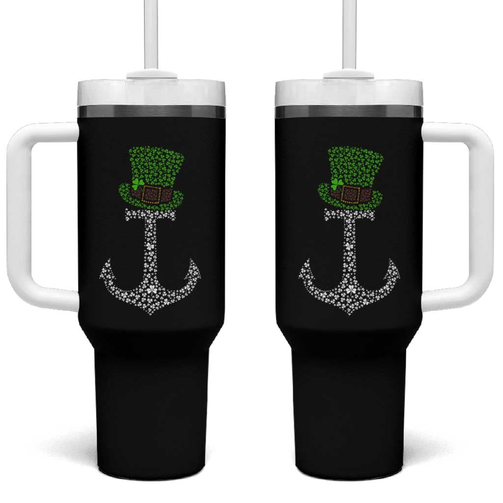 Lucky Shamrock Anchor Tumbler With Handle Leprechaun Cruise Squad St. Patrick's Day