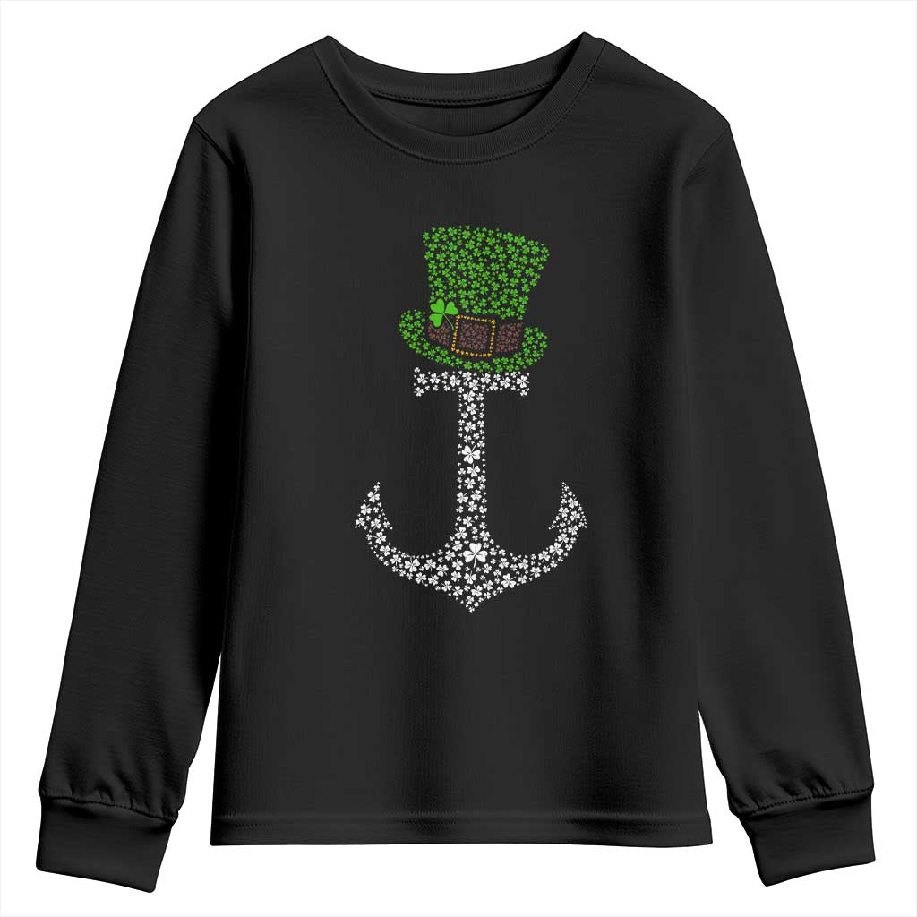 Lucky Shamrock Anchor Youth Sweatshirt Leprechaun Cruise Squad St. Patrick's Day