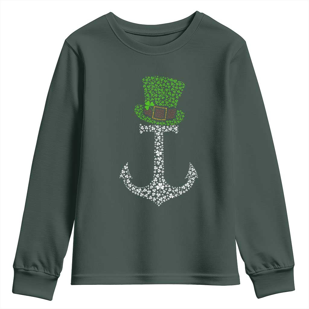 Lucky Shamrock Anchor Youth Sweatshirt Leprechaun Cruise Squad St. Patrick's Day