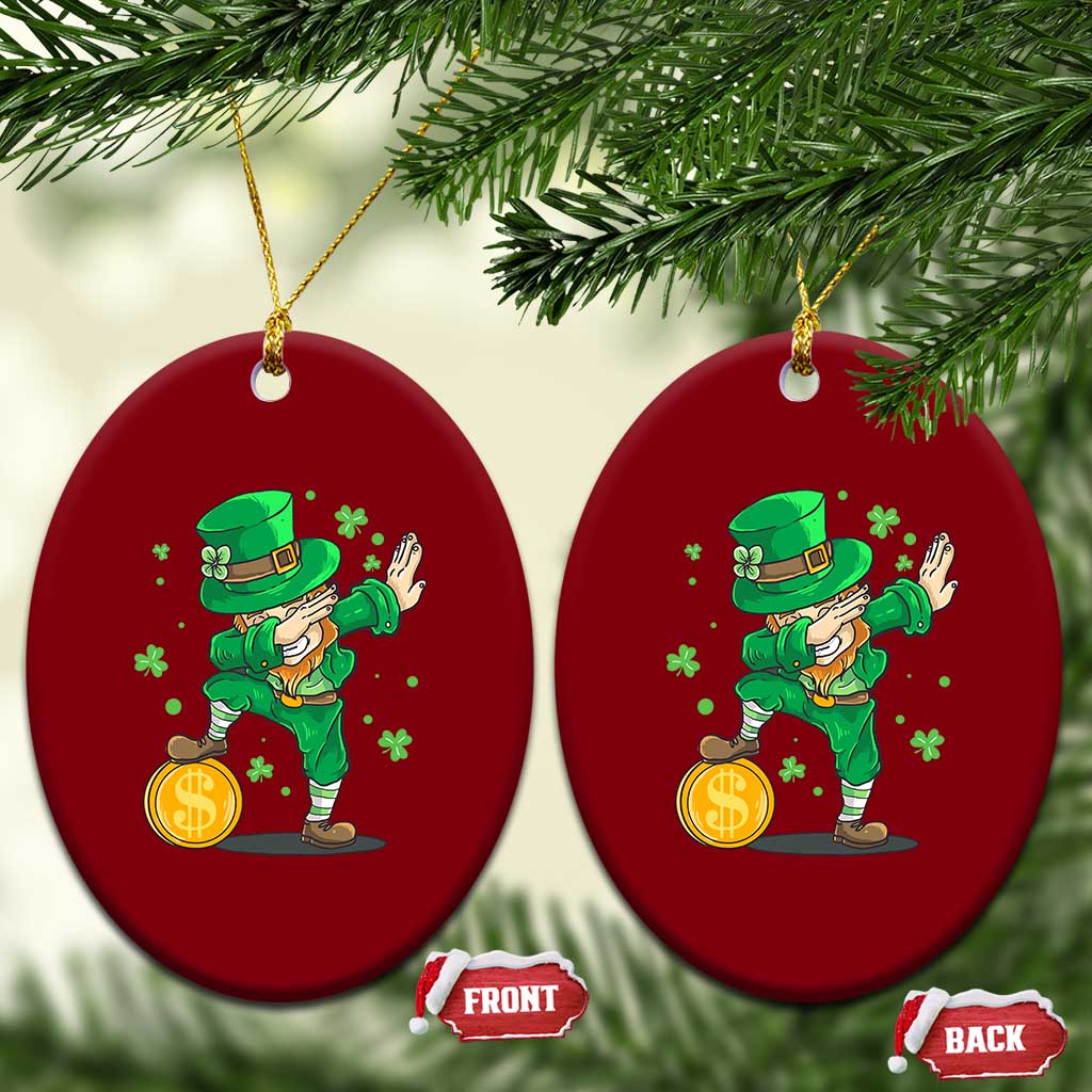 Cute Dabbing Leprechaun Ceramic Ornament Funny St Patricks Day - Wonder Print Shop