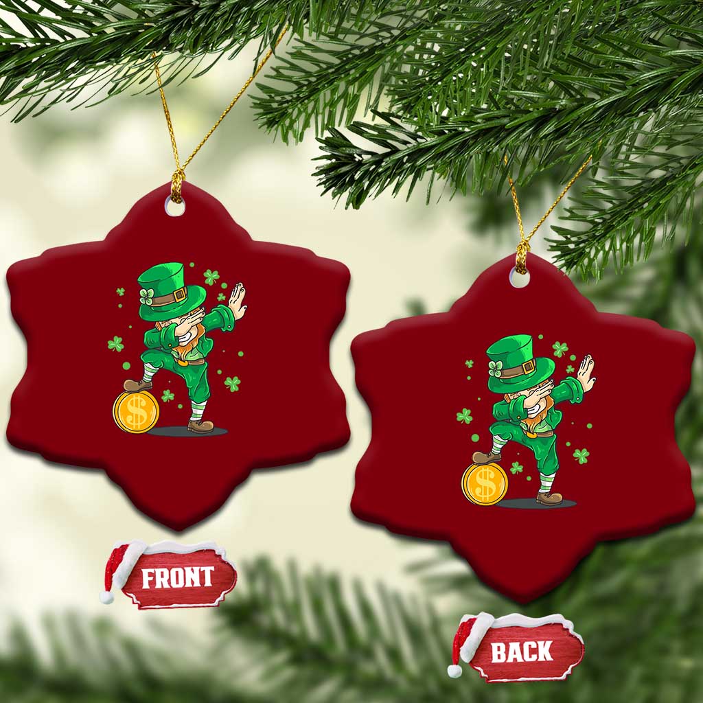 Cute Dabbing Leprechaun Ceramic Ornament Funny St Patricks Day - Wonder Print Shop