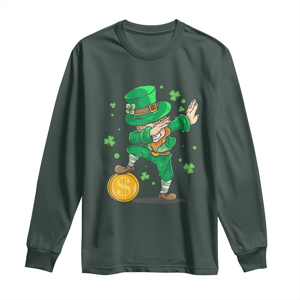 Cute Dabbing Leprechaun Long Sleeve Shirt Funny St Patricks Day