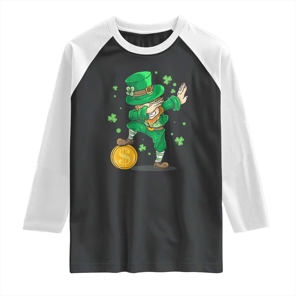 Cute Dabbing Leprechaun Raglan Shirt Funny St Patricks Day