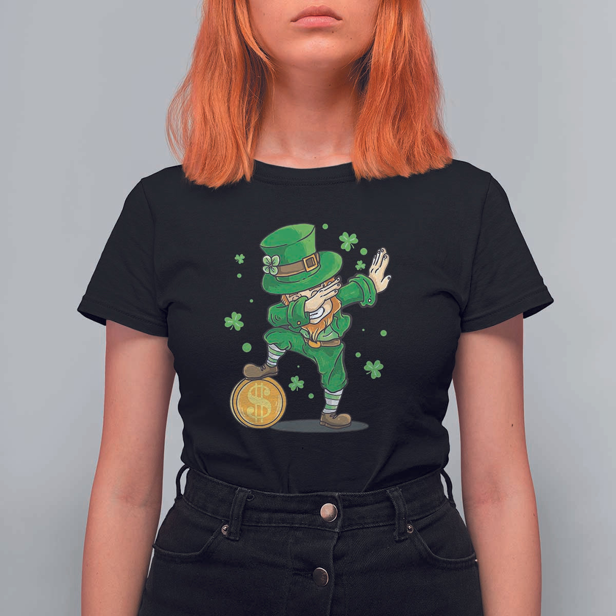 Cute Dabbing Leprechaun T Shirt For Women Funny St Patricks Day