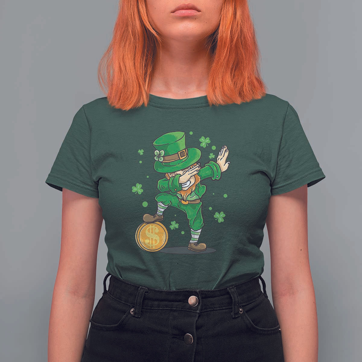 Cute Dabbing Leprechaun T Shirt For Women Funny St Patricks Day