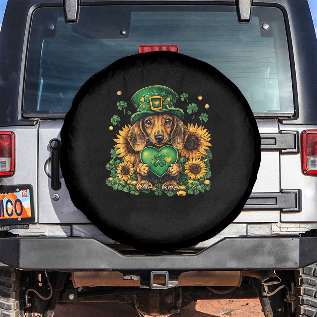 Cute Dachshund Leprechaun Spare Tire Cover Shamrock St. Patrick's Day Dog Lover
