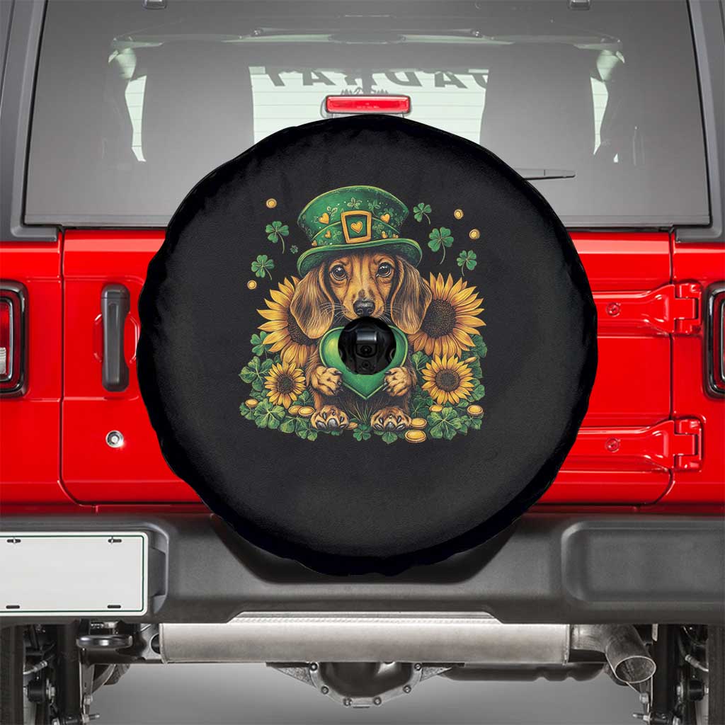 Cute Dachshund Leprechaun Spare Tire Cover Shamrock St. Patrick's Day Dog Lover