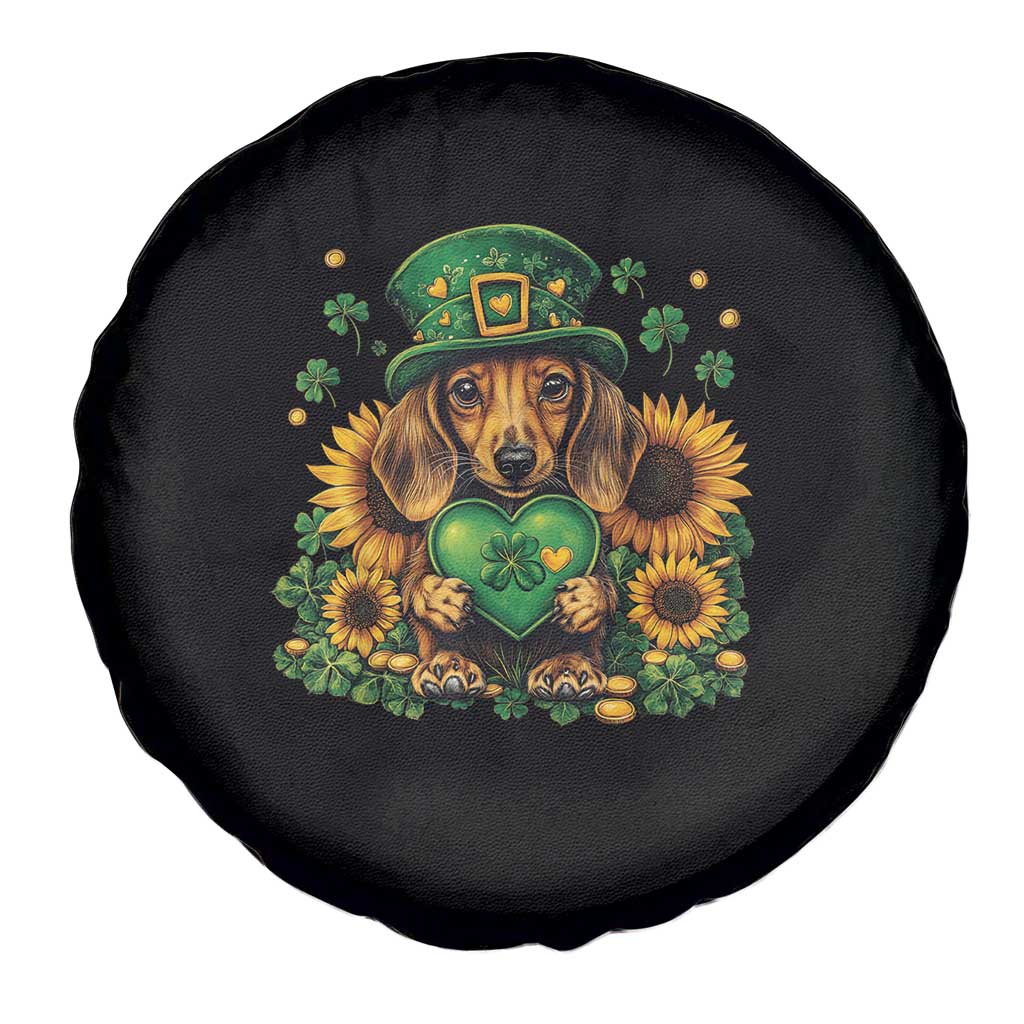 Cute Dachshund Leprechaun Spare Tire Cover Shamrock St. Patrick's Day Dog Lover