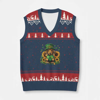 Cute Dachshund Leprechaun V-Neck Knit Sweater Vest Shamrock St. Patrick's Day Dog Lover - Wonder Print Shop