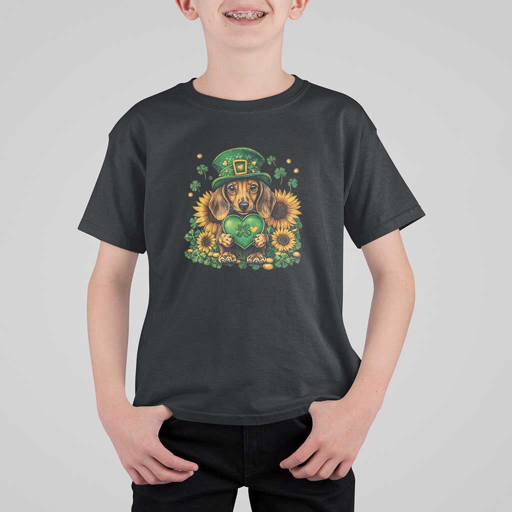 Cute Dachshund Leprechaun T Shirt For Kid Shamrock St. Patrick's Day Dog Lover