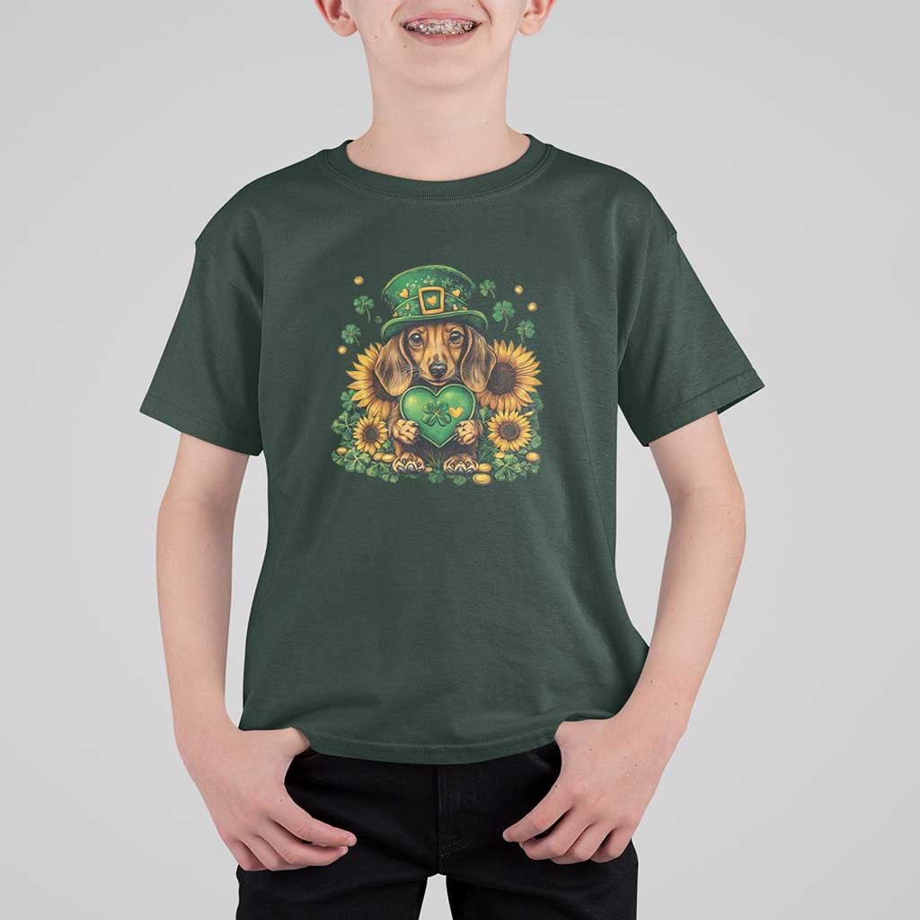 Cute Dachshund Leprechaun T Shirt For Kid Shamrock St. Patrick's Day Dog Lover