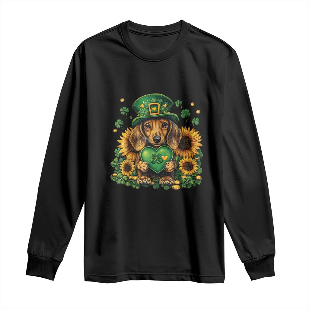 Cute Dachshund Leprechaun Long Sleeve Shirt Shamrock St. Patrick's Day Dog Lover