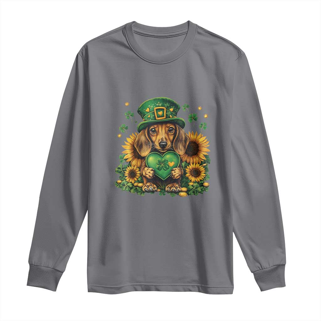 Cute Dachshund Leprechaun Long Sleeve Shirt Shamrock St. Patrick's Day Dog Lover