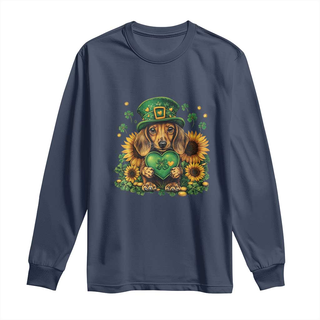 Cute Dachshund Leprechaun Long Sleeve Shirt Shamrock St. Patrick's Day Dog Lover