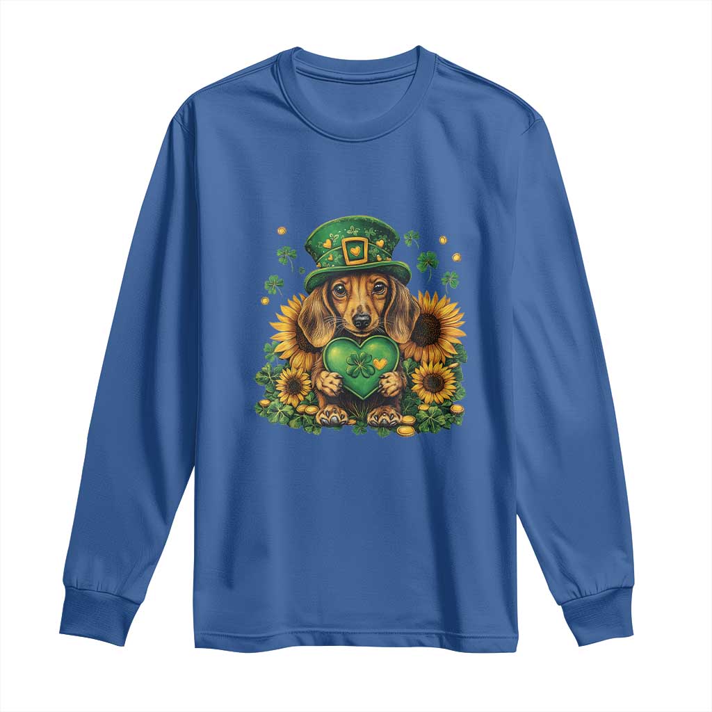 Cute Dachshund Leprechaun Long Sleeve Shirt Shamrock St. Patrick's Day Dog Lover