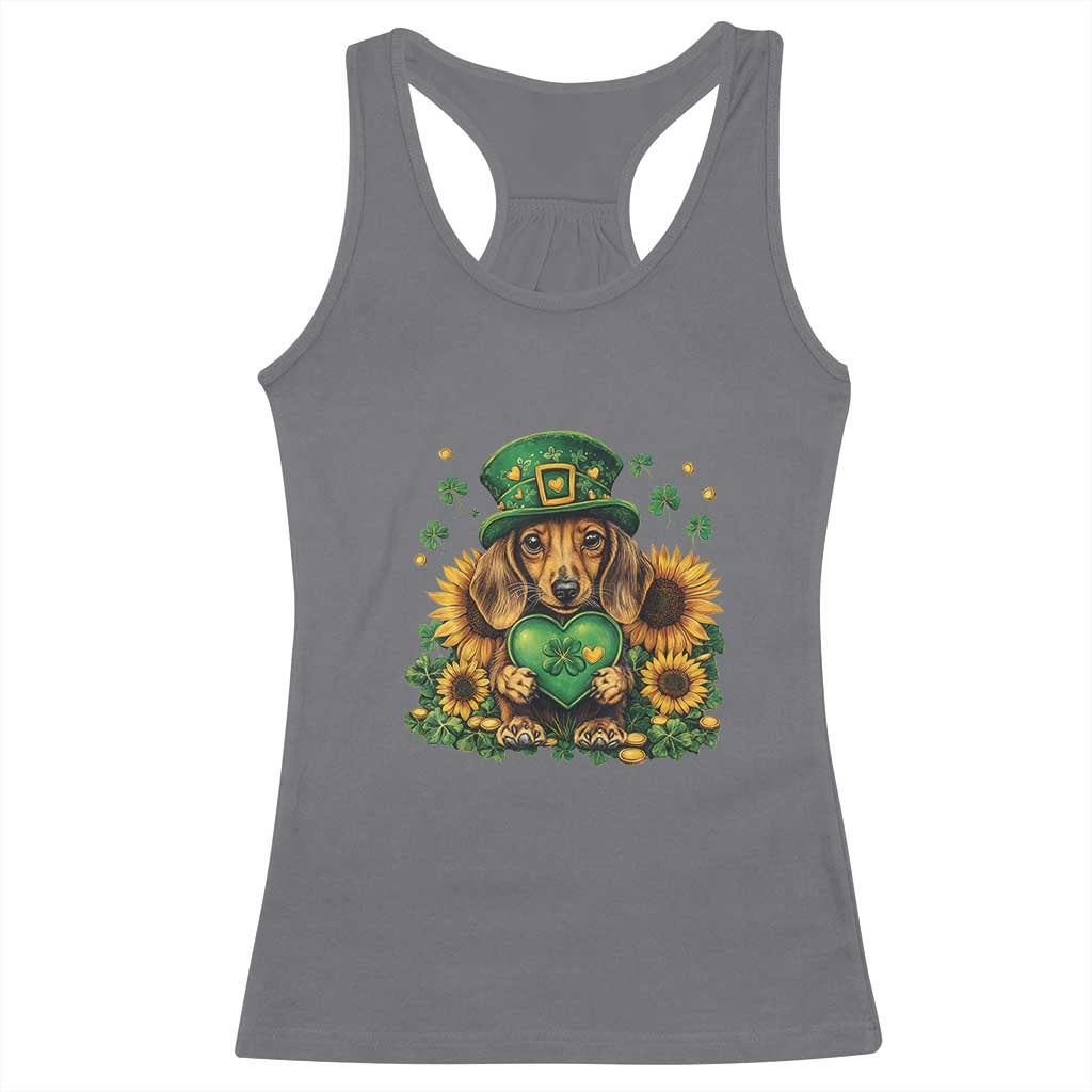 Cute Dachshund Leprechaun Racerback Tank Top Shamrock St. Patrick's Day Dog Lover